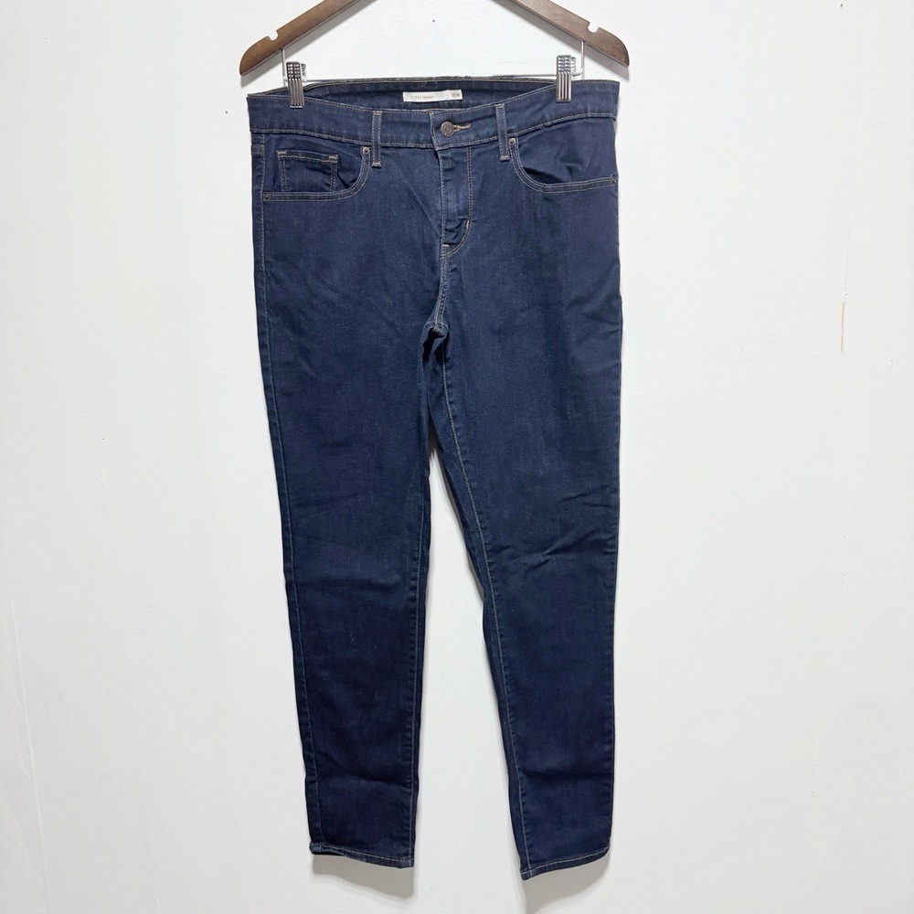 Levis 711 Jeans Womens 16W Dark Wash Skinny Stretch Denim Mid Rise